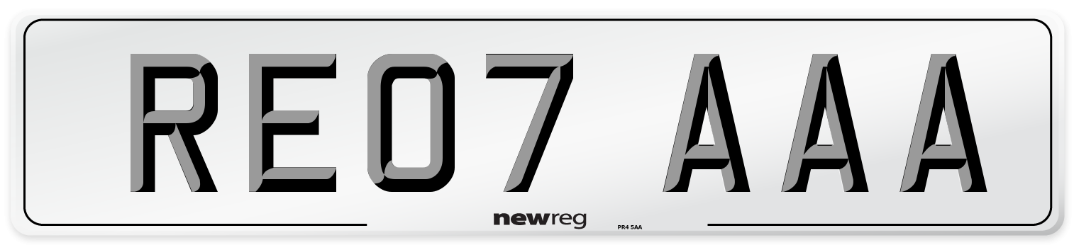 RE07 AAA Number Plate from New Reg